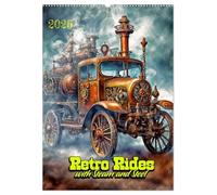 Retro Rides with Steam and Steel (Wall Calendar 2026 DIN A2 portrait), CALVENDO 12 Month Wall Calendar: Time Traveler's Transport
