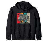 Retro Rinoceronte Felpa con Cappuccio