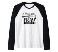 Retro Rise Up & Pray - Versetto biblico edificante Fede Cristiana Maglia con Maniche Raglan