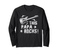 Retro Rock And Roll Guitar This Papa Rocks Maglia a Manica