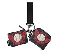 Retro Rock 'n' Roll Baseball Portamonete da donna Porta carte d'identità dimensioni compatte con tasca con cerniera per uomo 2 pezzi, Retro Rock 'n' Roll Baseball, 1 size, Art Deco