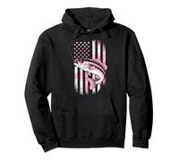 Retro Rosa Bandiera Americana USA Bass Pescatori Donne Donne Felpa con Cappuccio