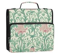 Retro Rosa Campanula Foglie Verdi 3,8 Pollici 3 Anelli Ufficio Binder Organizer con Tracolla Facile da Trasportare Portfolio Raccoglitore per Studente Medio Paquete de gestión de documentos