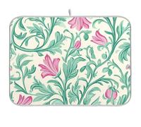 Retro Rosa Campanula Foglie Verdi Assorbenti Tamponi per Cucina Stendibiancheria Panno Jumbo Piatto Stuoia di asciugatura 18 x 24