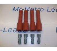 Retro Rosso Accensione Spina Gomma Stivali & Terminali X 4 Set Completo 4