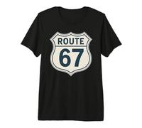 Retro Route 67 Autostrada Cartello Vintage Strada Nostalgia Maglietta Premium