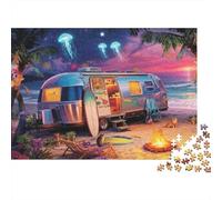 Retro RV Beach Night Puzzle Classico 1000 Pezzi Per Uomini E Donne Decorazione Casa Arredamento Casa Prodotto Durevole Gioco Di Logica Materiali Ecologici 70x50cm/1000pcs