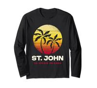 Retro San Giovanni USVI Spiaggia Tramonto Maglia a Manica