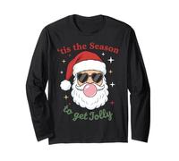 Retro Santa Claus Bubble Gum Tis The Season To Get Jolly Maglia a Manica