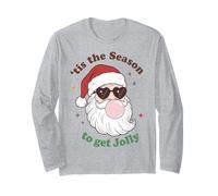 Retro Santa Claus Bubble Gum Tis The Season To Get Jolly Maglia a Manica