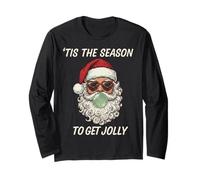 Retro Santa Claus Bubble Gum Tis The Season To Get Jolly Maglia a Manica