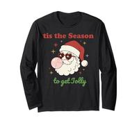 Retro Santa Claus Bubble Gum Tis The Season To Get Jolly Maglia a Manica