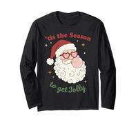 Retro Santa Claus Bubble Gum Tis The Season To Get Jolly Maglia a Manica