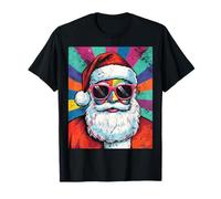 Retro Santa Sunglasses Pop Art Graphic Christmas Design Maglietta