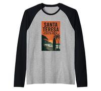Retro Santa Teresa Costa Rica Surf Tramonto Maglia con Maniche Raglan