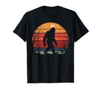 Retro Sasquatch Halloween Bigfoot Silhouette Tramonto Foresta Maglietta