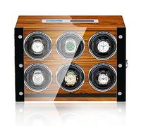 Retro Scatola Per Orologi Meccanici Per 2 4 6 9 Orologi Con Telecomando LCD Touch Screen E Illuminazione LED Orologio Scatola Di Immagazzinaggio Con Motore Silenzioso Show Case (Color : B, Size : 2+