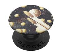 Retro Sci-Fi UFO Dischi Volanti Attraverso Lo Spazio PopSockets PopGrip Adesivo