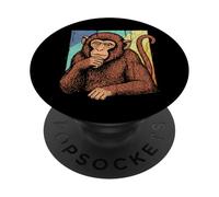 Retro Scimmia che pensa Meme Divertente Brainrot Regalo per PopSockets PopGrip Adesivo