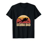 Retro Scuba papà Tramonto Scuba Diving Padre Maglietta