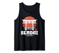 Retro Sendai Giappone Torii Gate Giapponese Kanji Souvenir Canotta