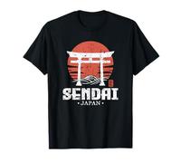 Retro Sendai Giappone Torii Gate Giapponese Kanji Souvenir Maglietta