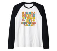 Retro senza supervisione con fiori e facce felici casual Maglia con Maniche Raglan