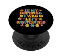 Retro senza supervisione con fiori e facce felici casual PopSockets PopGrip Adesivo