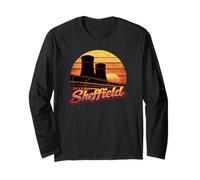 Retro Sheffield Torri di Raffreddamento Tramonto Vintage City Maglia a Manica