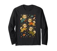 Retro Shih Tzu Astronauta Space Dogs Mid Century Maglia a Manica