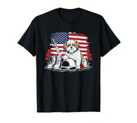 Retro Shih Tzu bandiera americana USA Memorial Day 4 luglio Maglietta