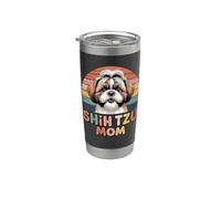 Retro Shih Tzu Mom Shih Tzus Bicchiere termico in acciaio inox doppia parete