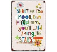 Retro Shoot For The Moon Tin Sign Home Garage Wall Art 8 X 12