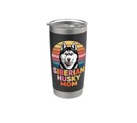 Retro Siberian Husky Mom Huskies Bicchiere termico in acciaio inox doppia parete