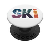 Retro SKI - Vintage Tramonto Sciatore Montagna Inverno Sport PopSockets PopGrip Adesivo