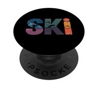 Retro SKI - Vintage Tramonto Sciatore Montagna Inverno Sport PopSockets PopGrip Adesivo