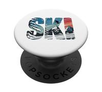 Retro SKI - Vintage Tramonto Sciatore Montagna Inverno Sport PopSockets PopGrip Adesivo