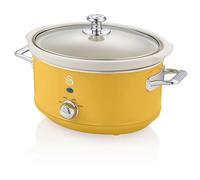 SWAN SF17021YELNEU Retro Slow Cooker 3,5L Pentola Rimovibile in Ceramica Antiaderente senza PFOA, Giallo, 200W - 5055322553654