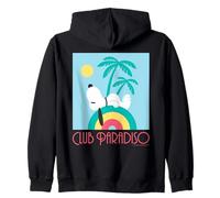 Retro Snoopy Club Paradiso Art Deco Estate Spiaggia Palm Fun Felpa con Cappuccio