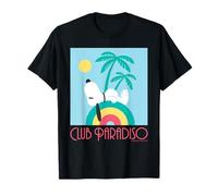 Retro Snoopy Club Paradiso Art Deco Estate Spiaggia Palm Fun Maglietta