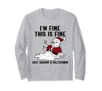 Retro Snowman I'm Fine This Is Fine Just Have A Meltdown Maglia a Manica