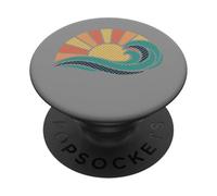 Retro sole onda vintage spiaggia mare tramonto PopSockets PopGrip Adesivo