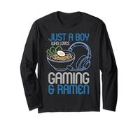 Retro Solo Un Ragazzo Che AMA Il Gioco e Ramen Retro Gamer Maglia a Manica