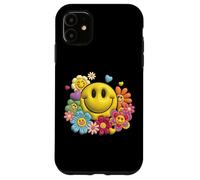 Retro Sorriso Faccia Fiore Potenza Felice Viso Estetica Carino Ragazza Custodia per iPhone 11