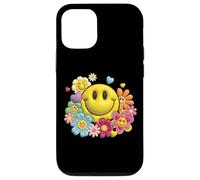 Retro Sorriso Faccia Fiore Potenza Felice Viso Estetica Carino Ragazza Custodia per iPhone 12/12 Pro