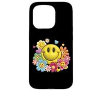 Retro Sorriso Faccia Fiore Potenza Felice Viso Estetica Carino Ragazza Custodia per iPhone 15 Pro