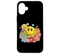 Retro Sorriso Faccia Fiore Potenza Felice Viso Estetica Carino Ragazza Custodia per iPhone 16 Plus