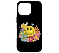 Retro Sorriso Faccia Fiore Potenza Felice Viso Estetica Carino Ragazza Custodia per iPhone 16 Pro