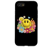 Retro Sorriso Faccia Fiore Potenza Felice Viso Estetica Carino Ragazza Custodia per iPhone SE (2020) / 7/8