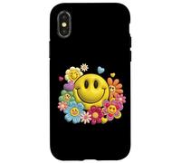 Retro Sorriso Faccia Fiore Potenza Felice Viso Estetica Carino Ragazza Custodia per iPhone X/XS